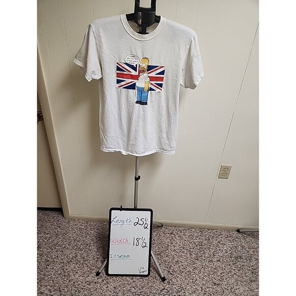 2005‎ The Simpsons Homer 'Who Needs English' Y2K White Graphic T-Shirt Medium - Picture 1 of 5